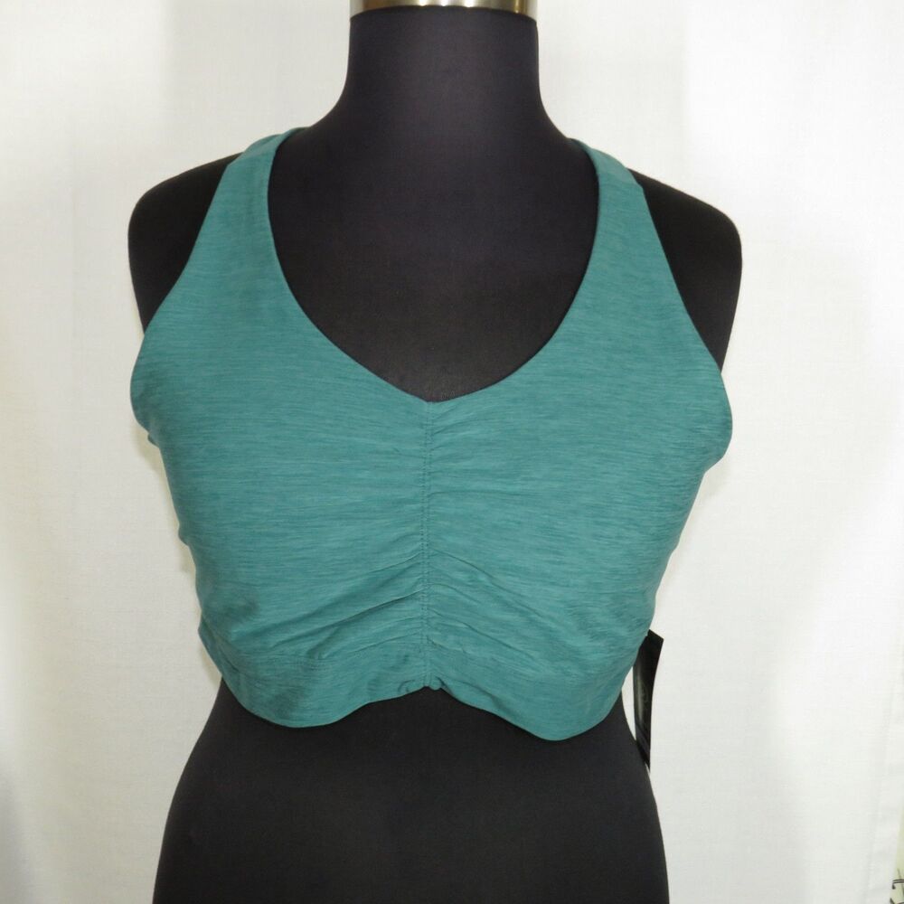 Athletic Works ButterCore Ruched Sports Bra In Heather Green Plus Size 2X - Picture 2 of 10